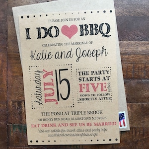 Printable "i DO Bbq" Wedding Invitation and Rsvp, Bridal Shower Invite, Baby Shower Invite, I Do ...