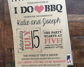 Printable "I DO BBQ" wedding invitation, bridal shower invite, baby shower invite, I do bbq invitation, I do barbecue invitation