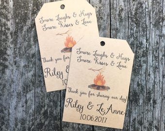 Printed S'more Love Gift Tags, s'more love, wedding favor tags, wedding favor ideas, rustic wedding, printable favor tags, bbq favors