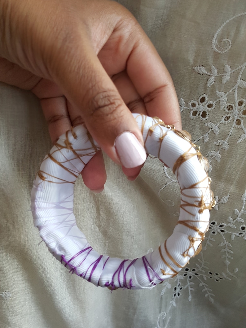 ribbon bracelet craft jewelry gold chain thread detailing large bangle sparkly Fabric bracelet glass stone
