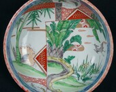 Antique Japan Domburi bowl plate 1890s Yakimono Imari ceramic