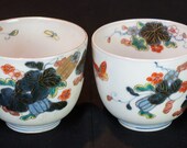 Japan ceramic Imari Chawan decorated cups 1930s Yakimono Japanese craft