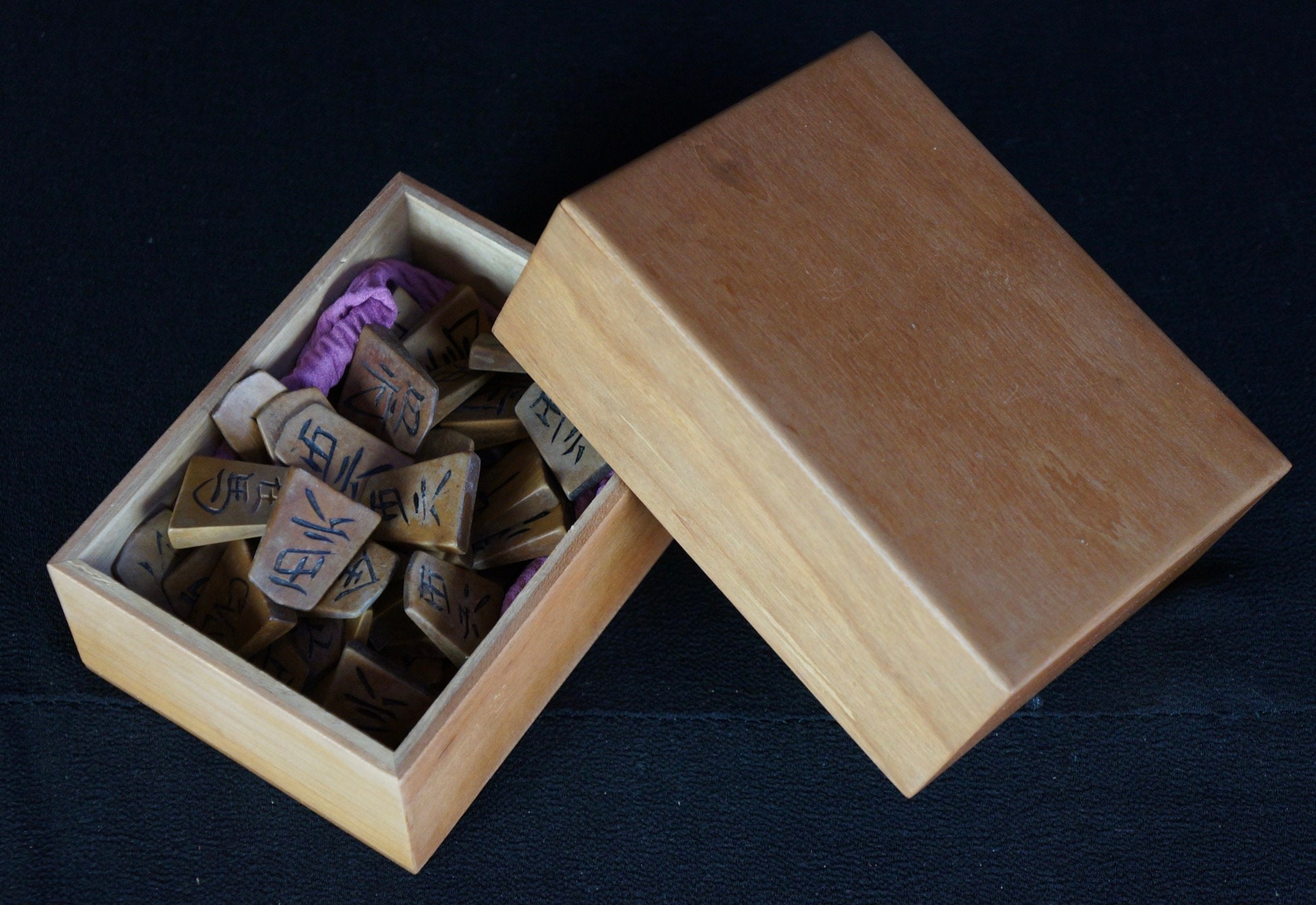 Japan Chess Shogi Wood Peaces 1900s Traditional Japanese Game 
