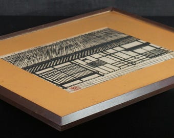 日本の田舎の家 木版画 手工芸 1970年 木版画アート - Etsy 日本