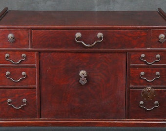 Mueble antiguo japonés Tansu de la década de 1880, gabinete de laca artesanal de carpintero
