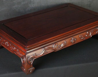 Japan bonsai Koro censer fine carving wood stand 1940 craft