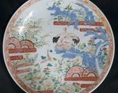 Antique big Japan Imari ceramic plate 1880s Meiji art craft 40cm