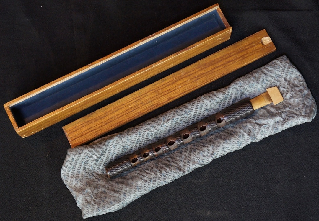 管楽器・吹奏楽器 TAICHIWoodstone New Vintage Antique Antique Hichiriki Japan Zen Flute 1800s Japan Bamboo Musical