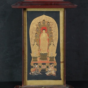 Antique Butsu-e Buddhist altarpiece Butsudan art devotional painting 1880 Meiji era