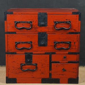 Antique Tansu Japan furniture 1860 Edo carpenter craft cabinet