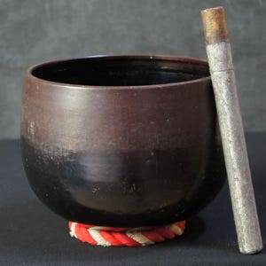 Chanting bell Japan Buddhist bronze long sound 1900 hand craft Z