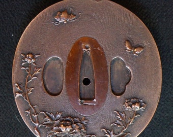 Antique Japan bronze Tsuba Suiteki water dispenser 1800s Japanese craft