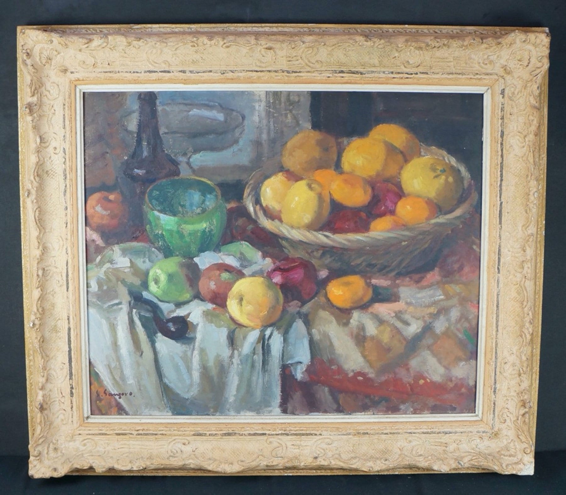 Antique Japan Oil Painting Still Nature on Canvas 1900s Sangoro - Etsy