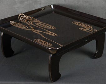 Fine Japan Wajima lacquered wood table tray Obon 1950 Sushi plate