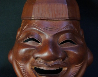 Japanese Fortune God Mask Takayama Wood carving 1970 Shichifikujin