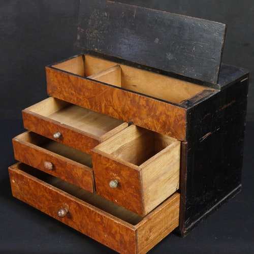 Antique Japan Haribako sowing cabinet 1920 Japan interior wood shops craft