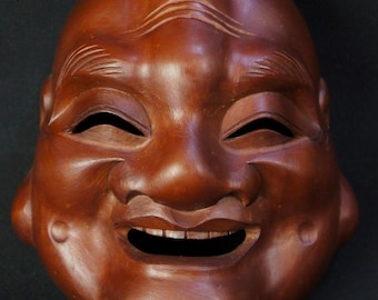 Japanese Fortune God Mask Takayama Wood carving 1970 Shichifikujin
