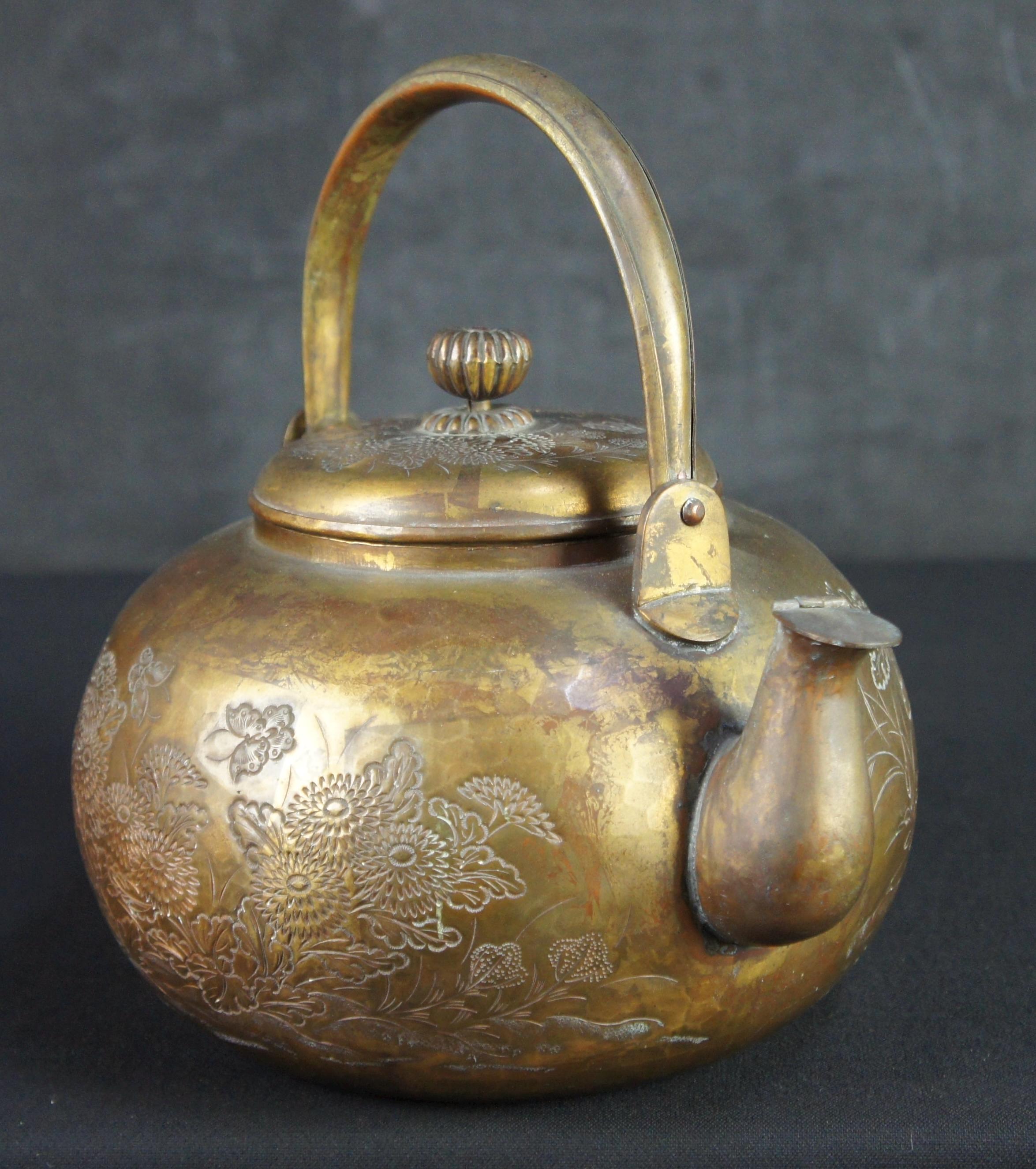 アンティーク 日本製 青銅 やかん ヤカン 手打ち 工芸品 1880 煎茶