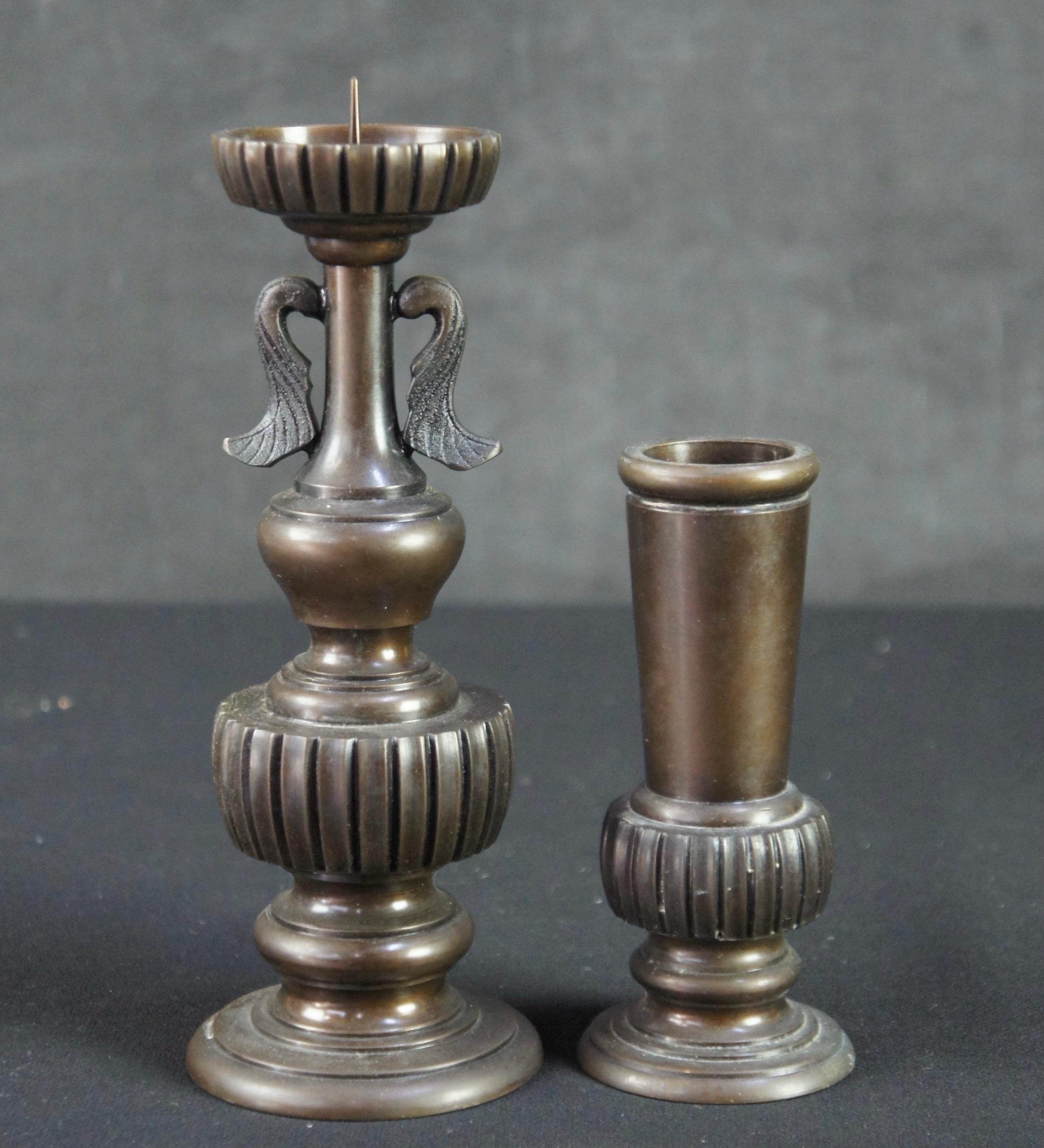 日本の仏教用青銅製燭台と花瓶 1950年代 日本の工芸品 - Etsy 日本