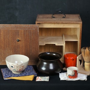 Vintage Cha-bako Japanese Tea Box Chawan 1960 kiln Hand Craft