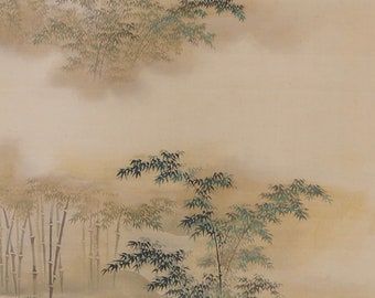 アンティーク日本画 竹林 竹庭 1800 禅アート - Etsy 日本