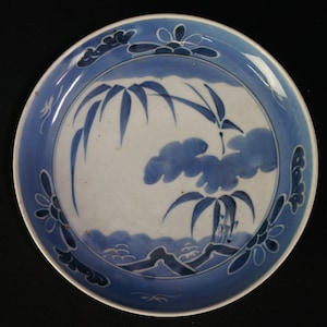 Antique Japan Seto ceramic plate 1800s wood kiln art craft
