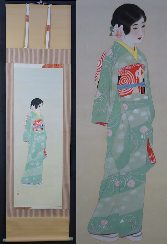 日本の着物少女の絵巻物 美人画 1930年代 - Etsy 日本