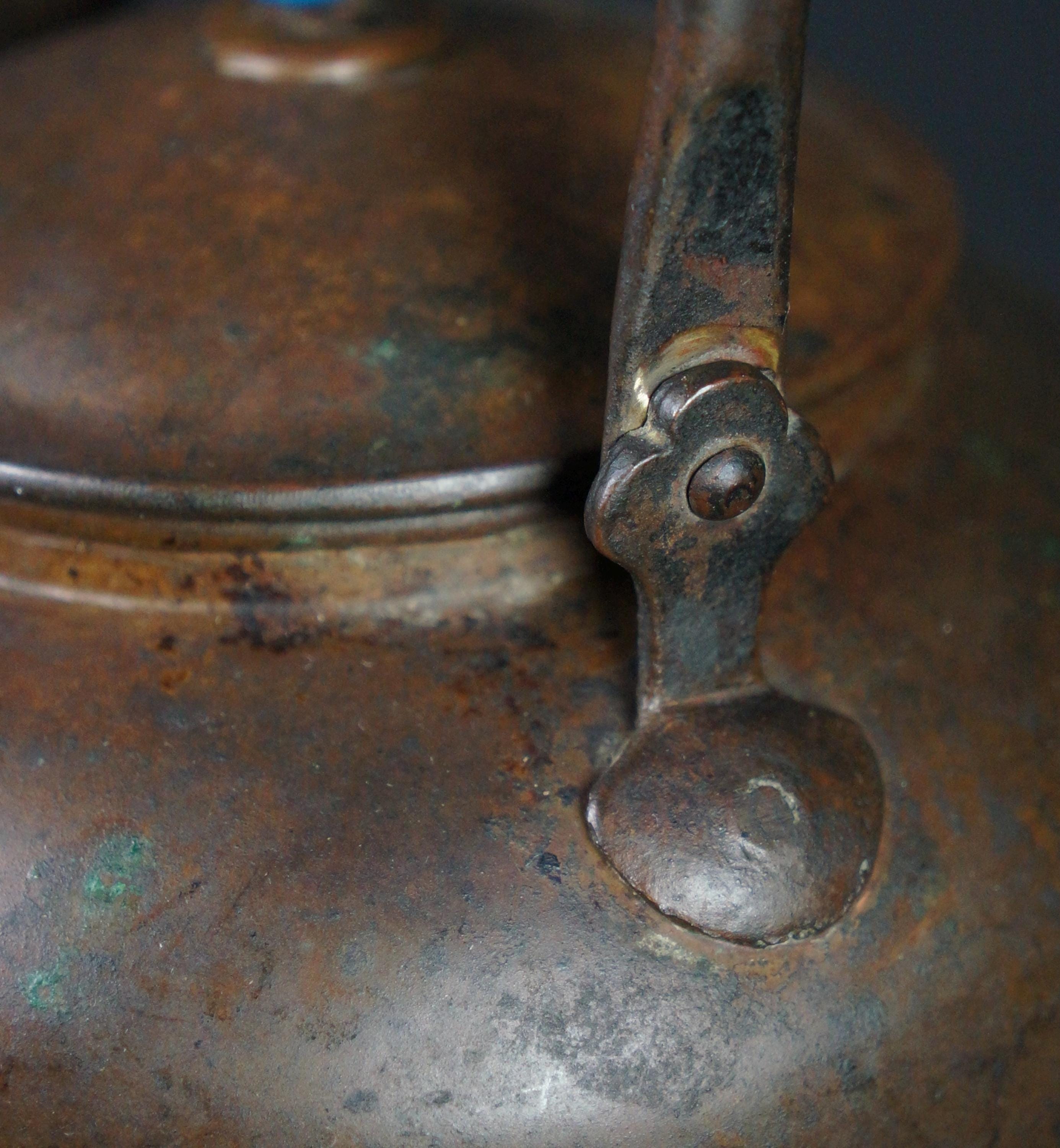 Japan Bronze Kettle Yakan Hand Made Hammered Craft 1900 Sencha Tea