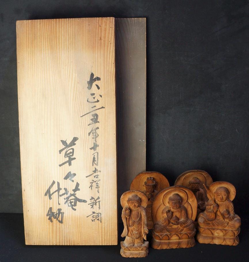 日本彫刻 仏像 木彫り 1914年 桐材 D - Etsy 日本