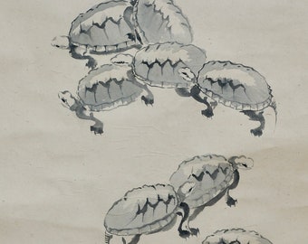 日本 亀亀絵 掛軸 1940年 墨絵 - Etsy 日本