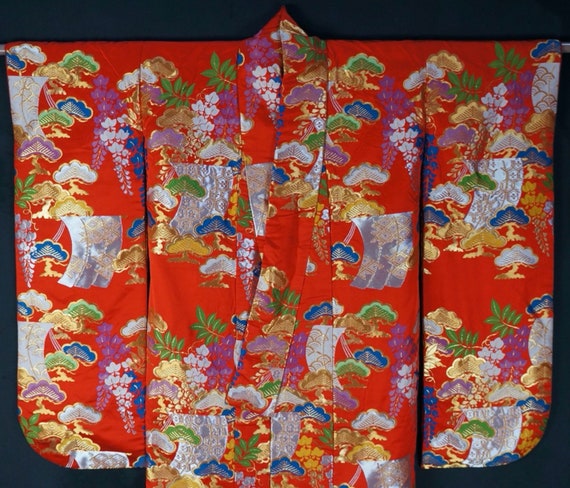 Japan wedding Kimono Uchikake hand made silk craf… - image 5