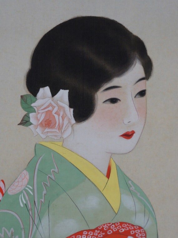 日本の着物少女の絵巻物 美人画 1930年代 - Etsy 日本