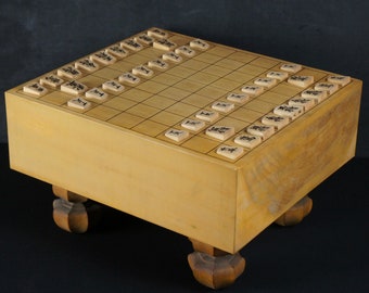 Japan chess Shogi wood board 1950s solid wood game