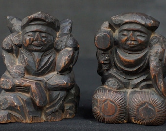 アンティーク 日本製 神道 木彫り 1880年 恵比寿 大黒様 - Etsy 日本