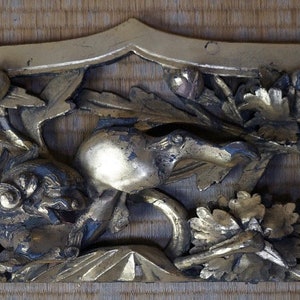 Japan sculpture wood Buddhist temple architecture frieze 1700s antique