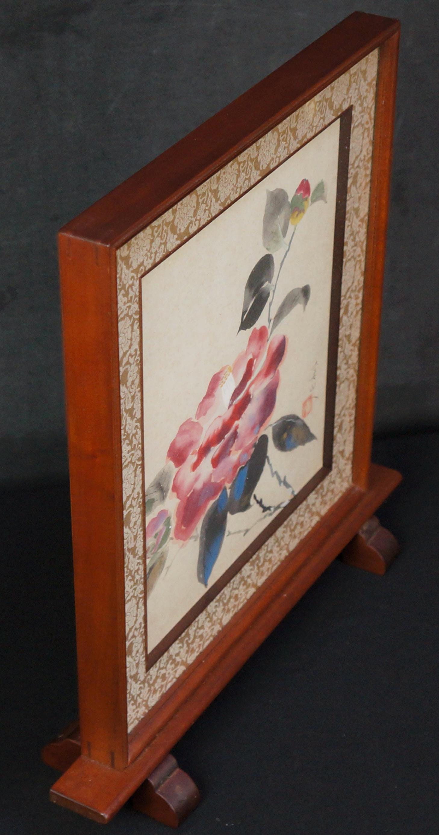 色紙に描かれた日本の水彩画「椿」 手工芸品 1980年 - Etsy 日本