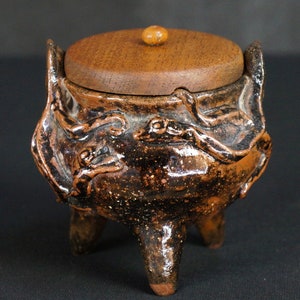 Japan ceramic dragon Koro censer kiln hand craft 1950s incense burner