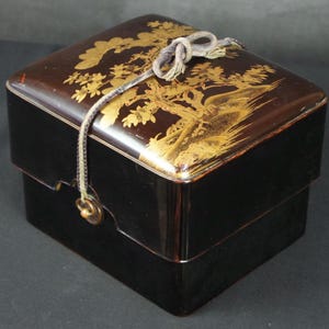 Caja bento antigua japonesa Caja lacada Wajima 1800 Maki-e Artesanía japonesa Edo
