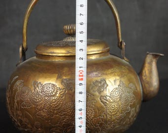 アンティーク 日本製 青銅 やかん ヤカン 手打ち 工芸品 1880 煎茶