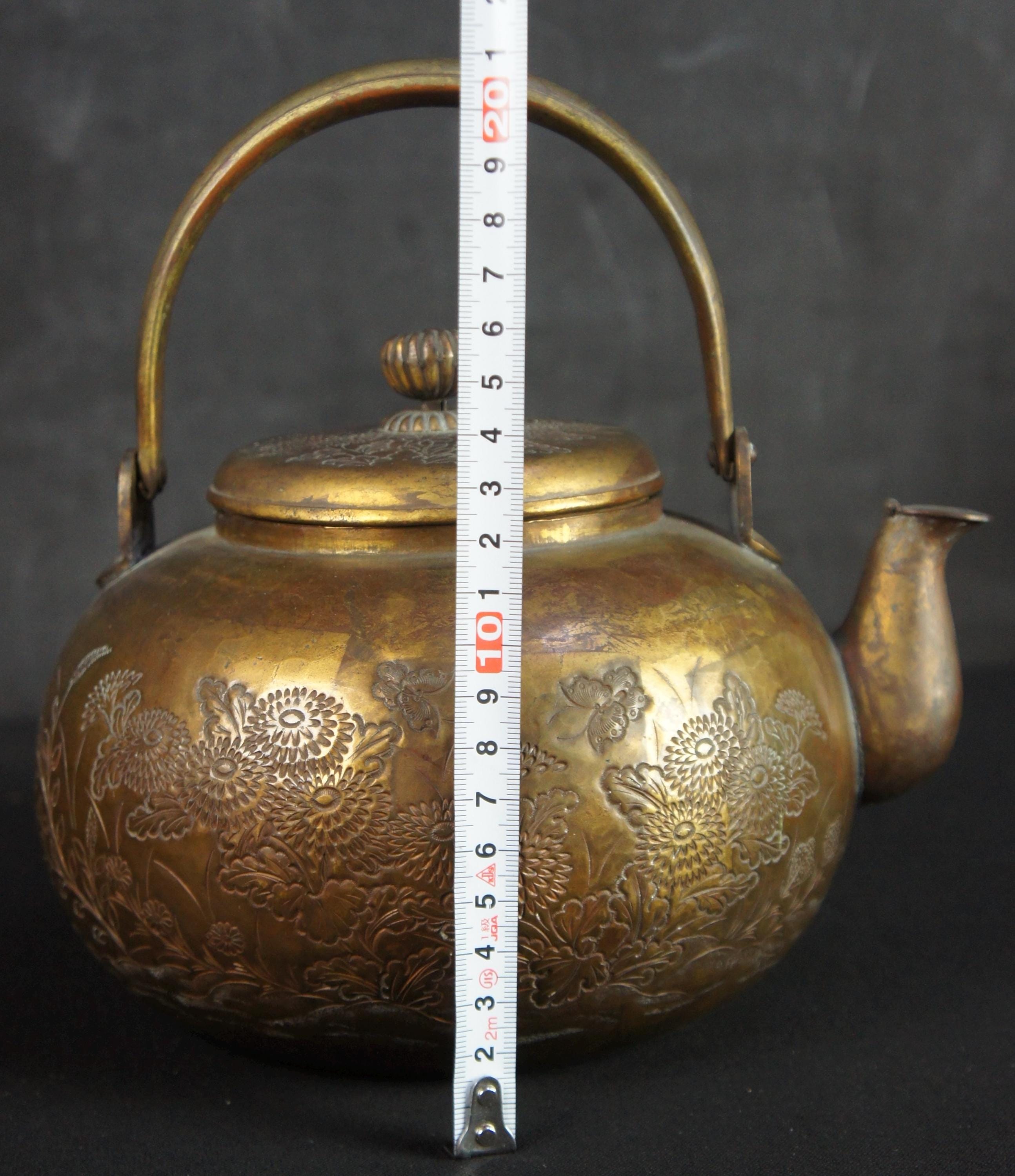 アンティーク 日本製 青銅 やかん ヤカン 手打ち 工芸品 1880 煎茶
