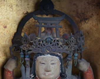 日本の古彫刻、密教仏教の神社、1750年頃、江戸時代中期の工芸品