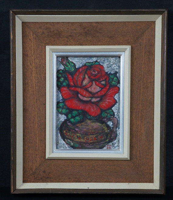 日本油絵「薔薇花」1970年 油彩・アクリル 手工芸 - Etsy 日本