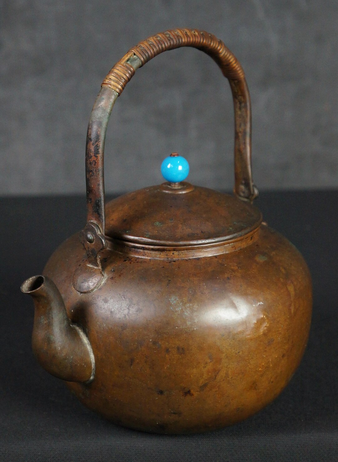 Japan Bronze Kettle Yakan Hand Made Hammered Craft 1900 Sencha Tea