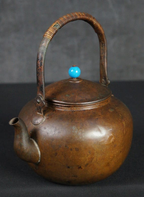 Japan Bronze Kettle Yakan Hand Made Hammered Craft 1900 Sencha Tea
