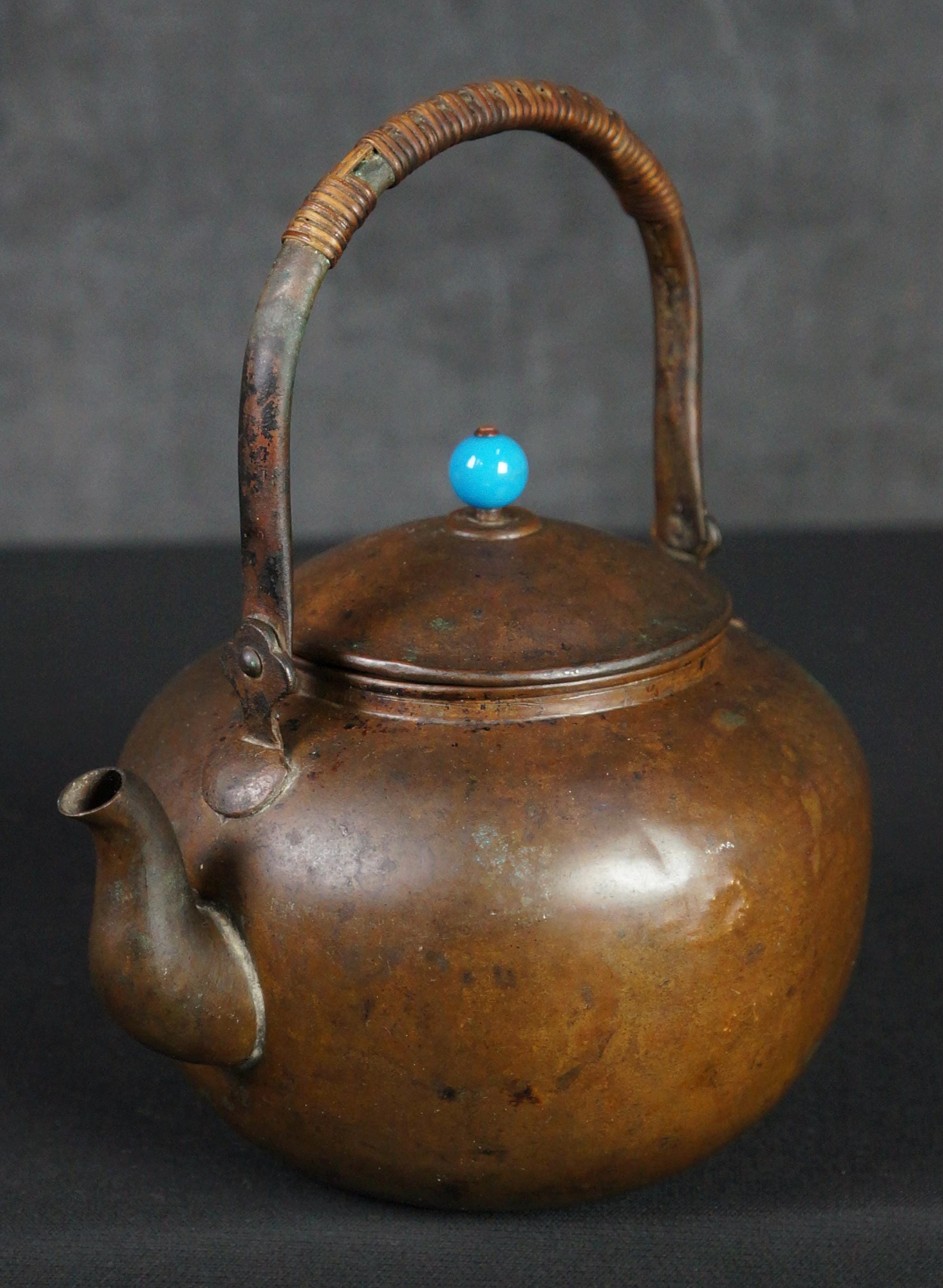Japan Bronze Kettle Yakan Hand Made Hammered Craft 1900 Sencha Tea