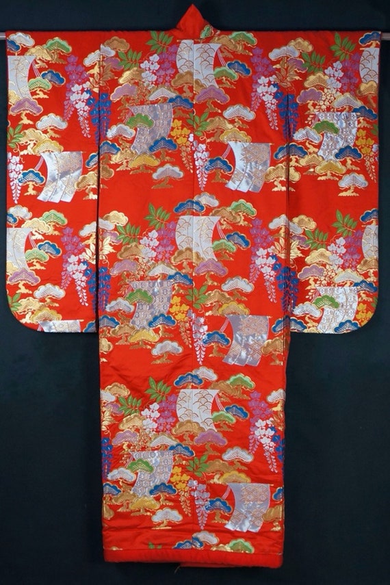 Japan wedding Kimono Uchikake hand made silk craf… - image 3