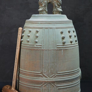 Antique Japan Buddhist bronze temple bell 1948 temple Nakagawa