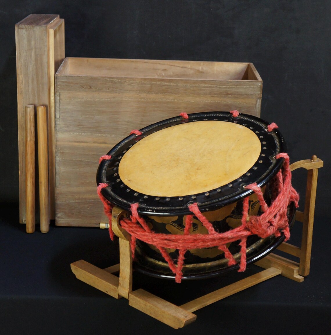 Antique Japan drum Shime-Taiko Noh theater 1880s music instrument, foto 1 di 5