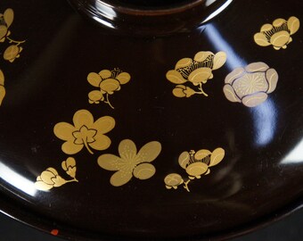 アンティーク おわん 味噌椀 日本漆塗り木製カップ 蒔絵アート 1800