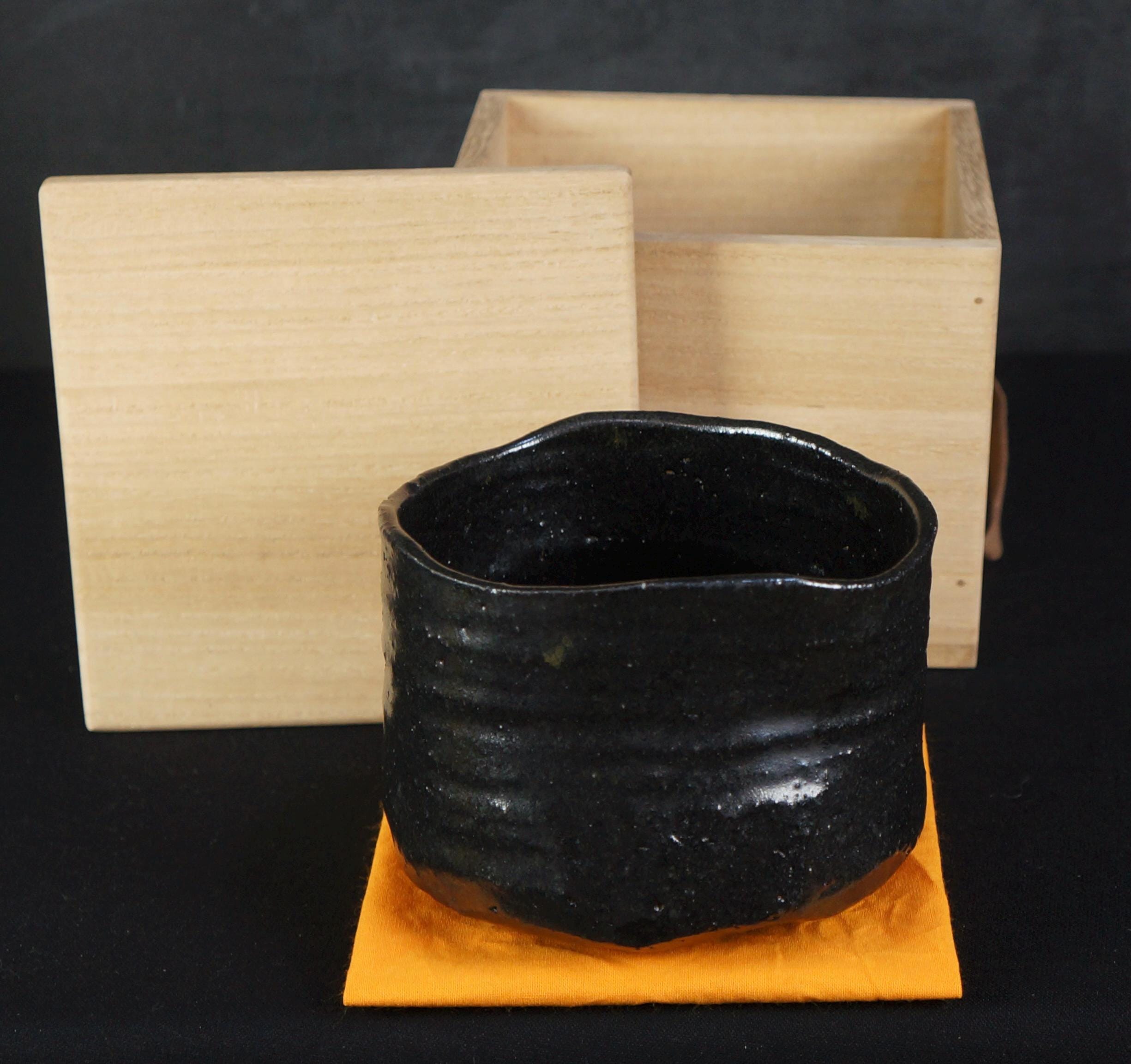ruirui　玄々斎作　黒釉　稲笠香合　十四代淡々斎極め箱　M　R6990 ruirui様専用 玄々斎作 黒釉 稲笠香合 十四代淡々斎極め箱 M R6990